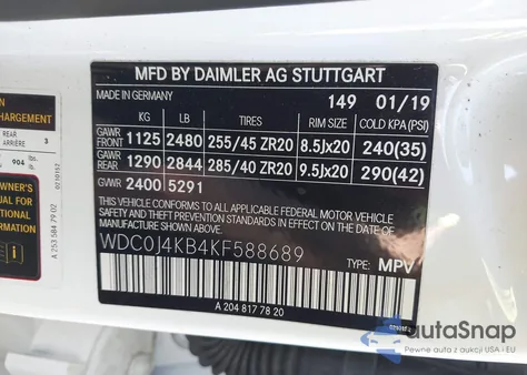 2019 Mercedes-Benz Glc 300 Coupe 4Matic z USA, uszkodzony, nr VIN WDC0J4KB4KF588689